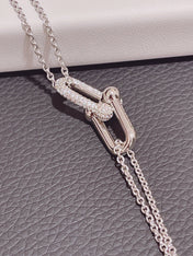 HARDWEAR DOUBLE LINK PEDANT SILVER DIAMOND NECKLACE