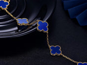 CLOVER BRACELET 5 MOTIFS BLUE AGATE