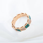 SERPENTI RING PINK GOLD MALACHITE DIAMOND PAVED 4MM