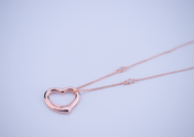 OPEN HEART PEDANT PINK GOLD NECKLACE