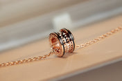 ZERO 1 ROCK PEDANT PINK GOLD BLACK NECKLACE