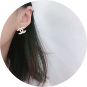 CC GOLD DIAMOND STUD MEDIUM EARRINGS