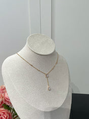 MY TWIN DIAMOND PINK GOLD TIE NECKLACE