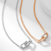 HARDWEAR DIAMOND PEDANT DOUBLE CHAIN NECKLACE