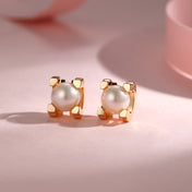 AKOYA PEARLS 6MM PINK GOLD STUD EARRINGS