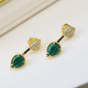 BOHEME MALACHITE C SHAPE GOLD EARRINGS
