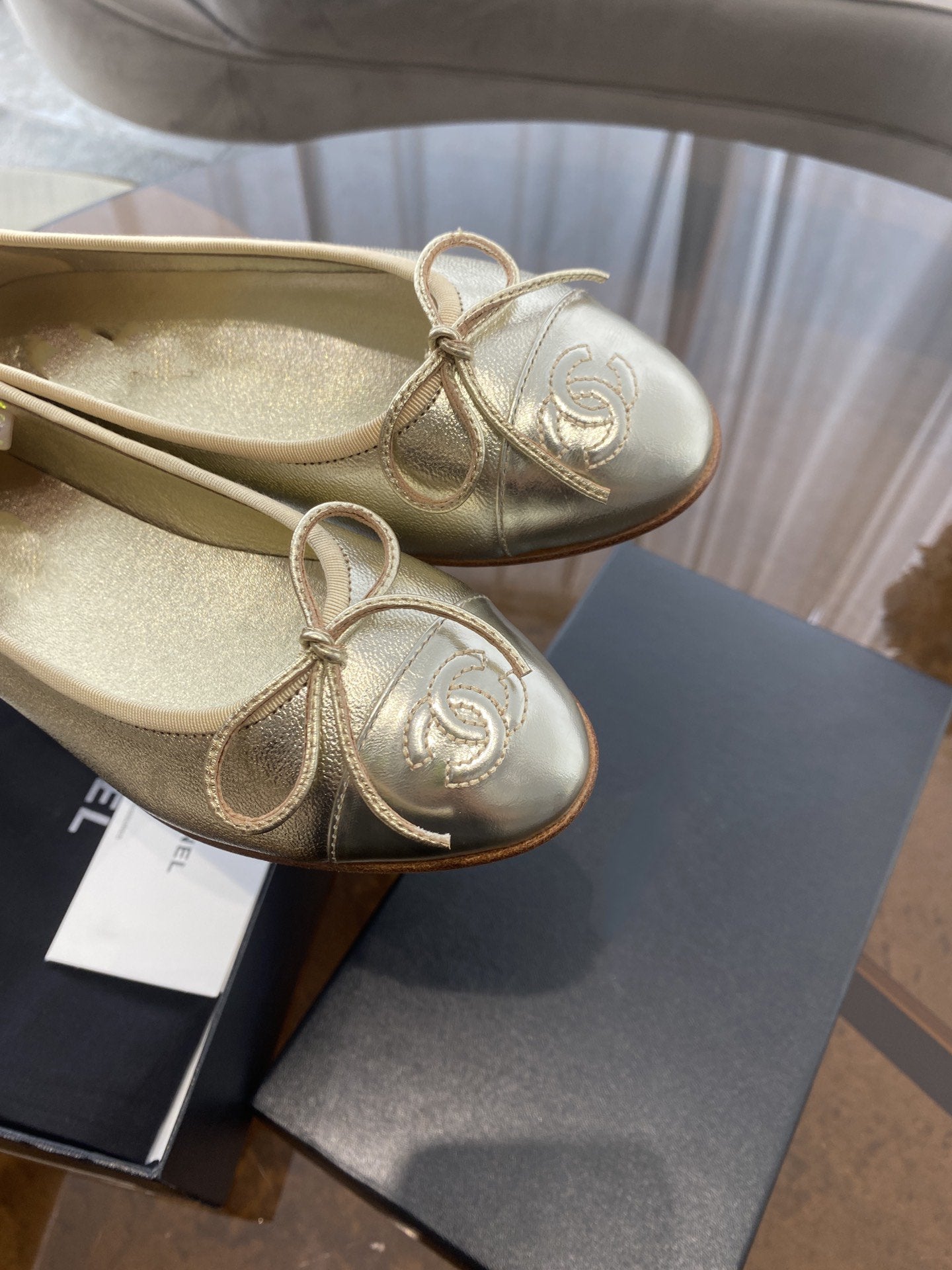 BALLET FLATS LIGHT GOLD LAMBSKIN