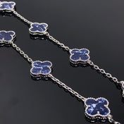 CLOVER 10 MOTIF SILVER PIETERSITE NECKLACE