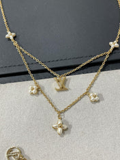LV FLOWERGRAM PINK GOLD MOP DOUBLE ROW NECKLACE