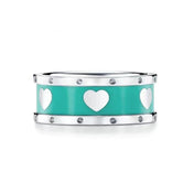 HEART BLUE ENAMEL SILVER RING