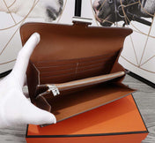 HM CLUTCH CONSTANCE 20.5 BROWN CALFSKIN SILVER HARDWARE