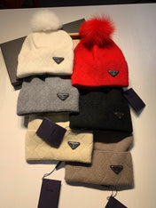 BEANIE HAT IN BISQUE BEIGE WOOL AND RABBIT FUR 361433