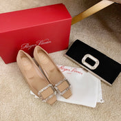 TROMPETTE PUMPS IN BEIGE SILK CRYSTAL BUCKLE