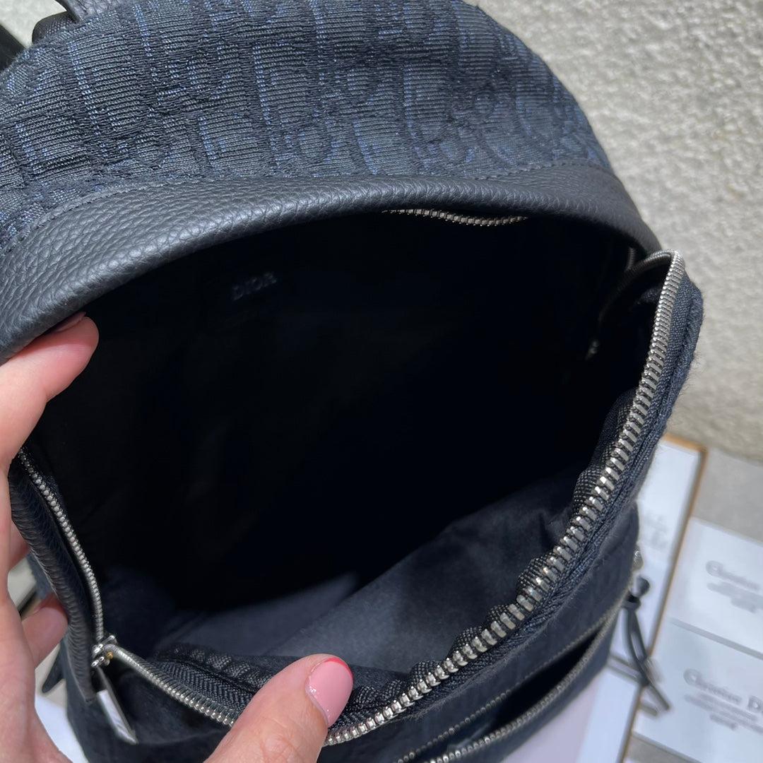 DIOR 26S RIDER BACKPACK 29 IN BLACK OBLIQUE JACQUARD