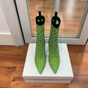 BALMAIN 26S BOOTS 105 MM IN GREEN FLYKNIT STYLE 20