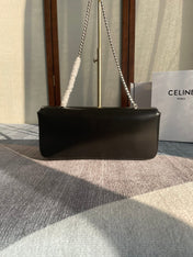 CHAIN SHOULDER BAG CLAUDE 33 IN BLACK CALFSKIN SILVER HARDWARE