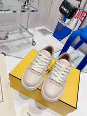 FENDI CASUAL SNEAKER IN WHITE CALFSKIN AND LIGHT PINK SUEDE