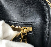 LOE AMAZONA 28 BAG IN BLACK CALFSKIN AND BEIGE MONOGRAM FABRIC