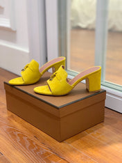 Summer Charms Mules 80 Yellow Suede Pink Lambskin