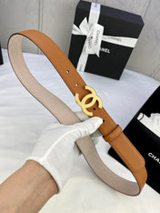 DOUBLE C BELT 30MM IN BROWN CALFSKIN METAL BUCKLE