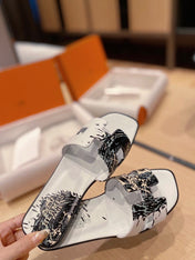 0RAN SANDALS IN WHITE MIX COLORFUL CALFSKIN