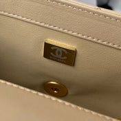 CHANEL 25S FLAP BAG 20 IN BEIGE LAMBSKIN WITH GOLD HARDWARE