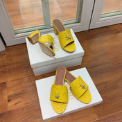 Summer Charms Sandals Mule Yellow Ostrich Brown Lambskin