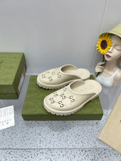 GG PLATFORM PERFORATED G SANDAL CREAM IP FOAM