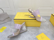 FENDI FIRST 95 MM HIGH-HEELED SANDAL IN PURPLE PASTEL TPU FILM AND LAMBSKIN