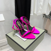 TOM FORD 26S GOLD BUCKLE HEELS 105 MM IN DARK PINK LAMBSKIN
