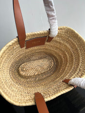 TRIOMPHE 35 BEIGE MOROCCAN RAFFIA FIBERS BAG