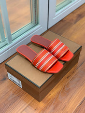 LP RAFFIA CHARMS FLATS SANDAL ORANGE AND WHITE CALFSKIN