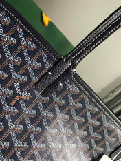 HARDY PM BAG 40 IN NAVY BLUE GOYARDINE CANVAS AND BLACK TAURILLON LEATHER TRIM