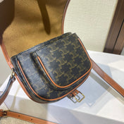 CELINE FOLCO BAG 18 BLACK IN TRIOMPHE CANVAS AND CALFSKIN