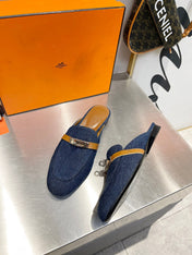 0Z MULE TAWNY AND DENIM CALFSKIN