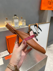 0Z MULE CARAMEL AND PASTEL PINK CALFSKIN WITH PATTERN