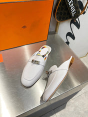 0Z MULE WHITE CALFSKIN WITH BLACK PATTERN