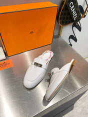 0Z MULE WHITE CALFSKIN WITH PATTERN