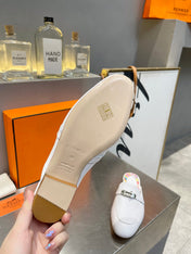 0Z MULE WHITE CALFSKIN WITH PATTERN