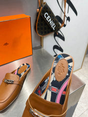0Z MULE CARAMEL CALFSKIN WITH BLACK PATTERN