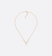 CD 26S CD LOGO CRYSTAL STATION NECKLACE IN GOLD TONE METAL WITH WHITE CRYSTAL 631006
