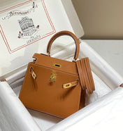KELLY MINI 20 BAG IN BRONZE BROWN CALFSKIN WITH GOLD HARDWARE