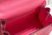 KELLY MINI 20 BAG IN WATERMELON PINK CALFSKIN WITH GOLD HARDWARE