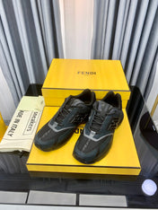 FENDI FASTER TRAINER IN BLACK CALFSKIN AND SUEDE