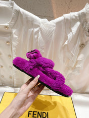 FENDI DAD SANDAL IN MAGENTA PURPLE FLEECE