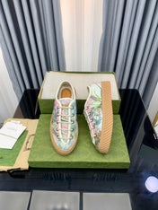 GG UNIQUE SNEAKER THICK-SOLE GRASS MOTIF CANVAS
