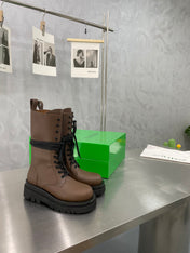 LUG LACE-UP BOOT IN CHOCOLATE BROWN CALFSKIN 7 CM
