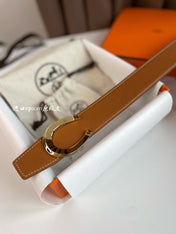 LUCK BELT BUCKLE & REVERSIBLE GINGER ORANGE LEATHER STRAP 38MM GOLDEN HARDWARE