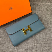 HM CLUTCH CONSTANCE 22 CERULEAN CALFSKIN GOLD HARDWARE
