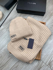 SET SCARF AND HAT IN SAND BROWN WOOL AND RABBIT FUR 388990